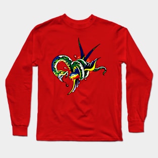 snake and swallow old school tattoo Long Sleeve T-Shirt